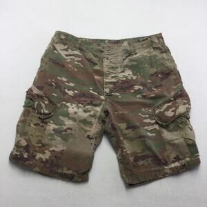 Insect Shield Cargo Shorts Mens 38 Green Camo Ripstop Insect Repellent 12 Inseam